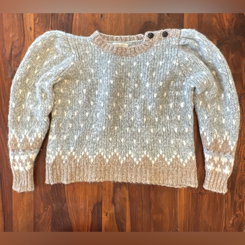 Loveshackfancy Gray And Brown Patterned Sweater - image 2
